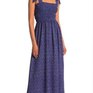 Max Studio Blue Smocked Maxi Sundress